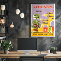 Saigon Vintage Travel Poster: Vibrant Mid-Century Design PosterGoat