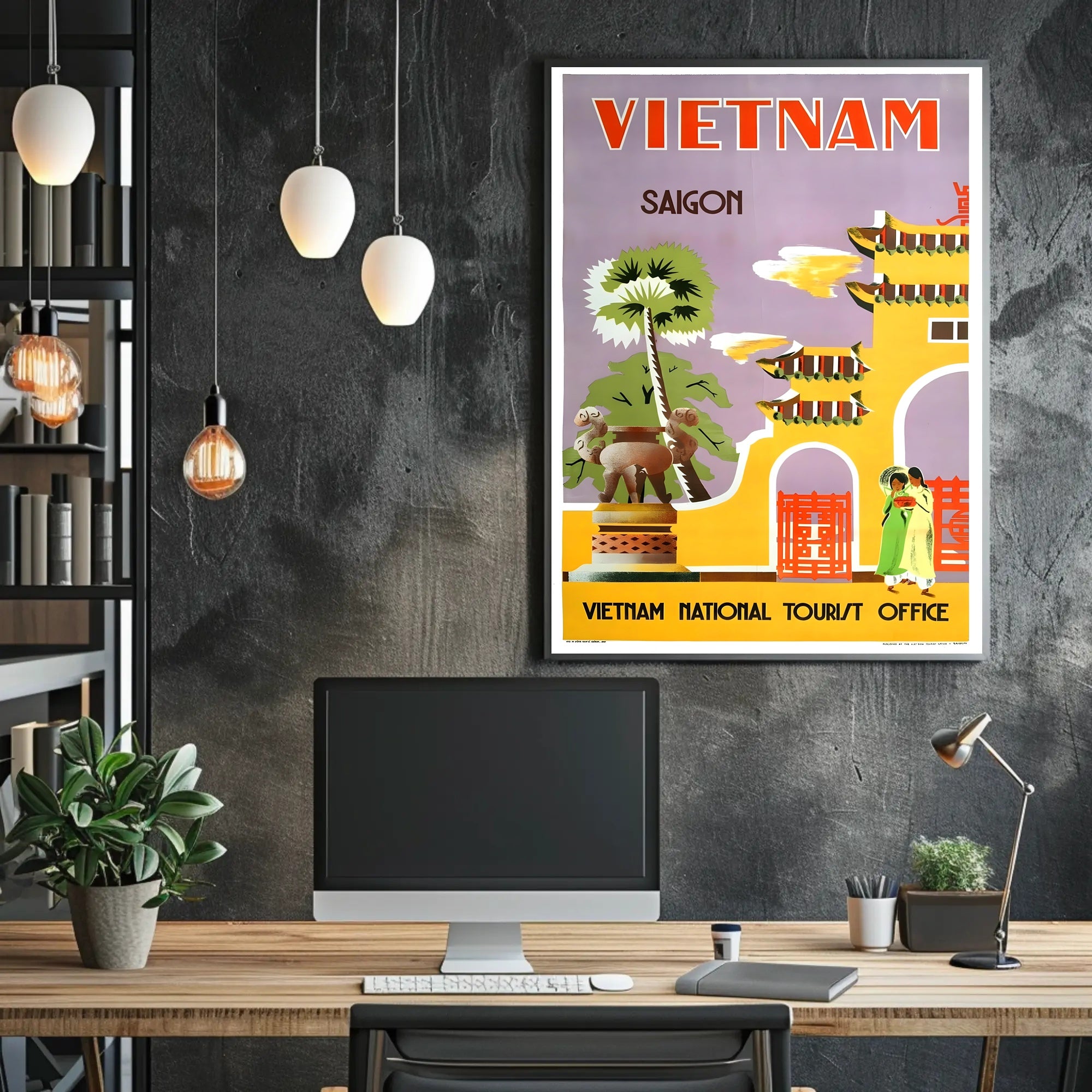 Saigon Vintage Travel Poster: Vibrant Mid-Century Design PosterGoat