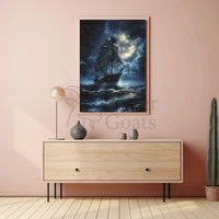 Sailing Ship Night Adventure - Historical or Heritage Poster PosterGoat