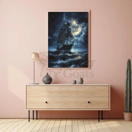 Sailing Ship Night Adventure - Historical or Heritage Poster PosterGoat