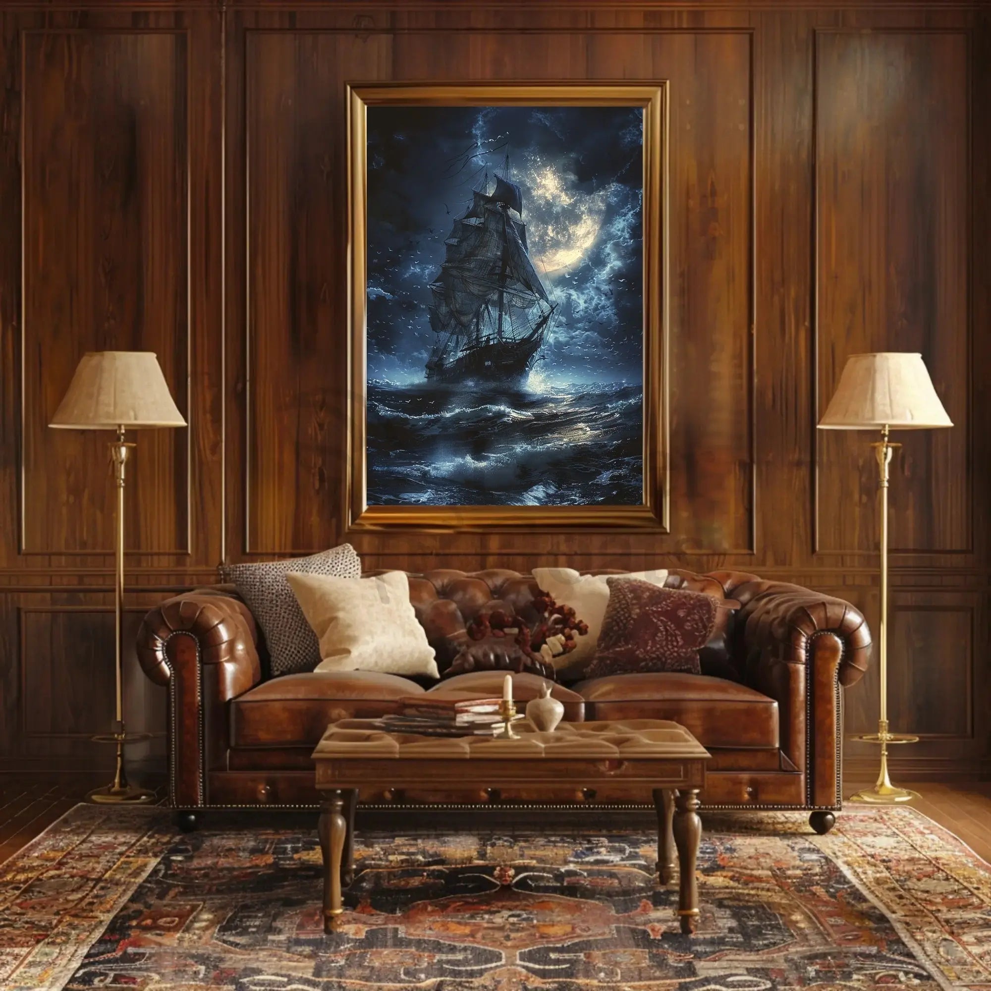 Sailing Ship Night Adventure - Historical or Heritage Poster PosterGoat