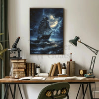 Sailing Ship Night Adventure - Historical or Heritage Poster PosterGoat