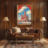 Saint Basil's Cathedral Retro Moscow Poster PosterGoat