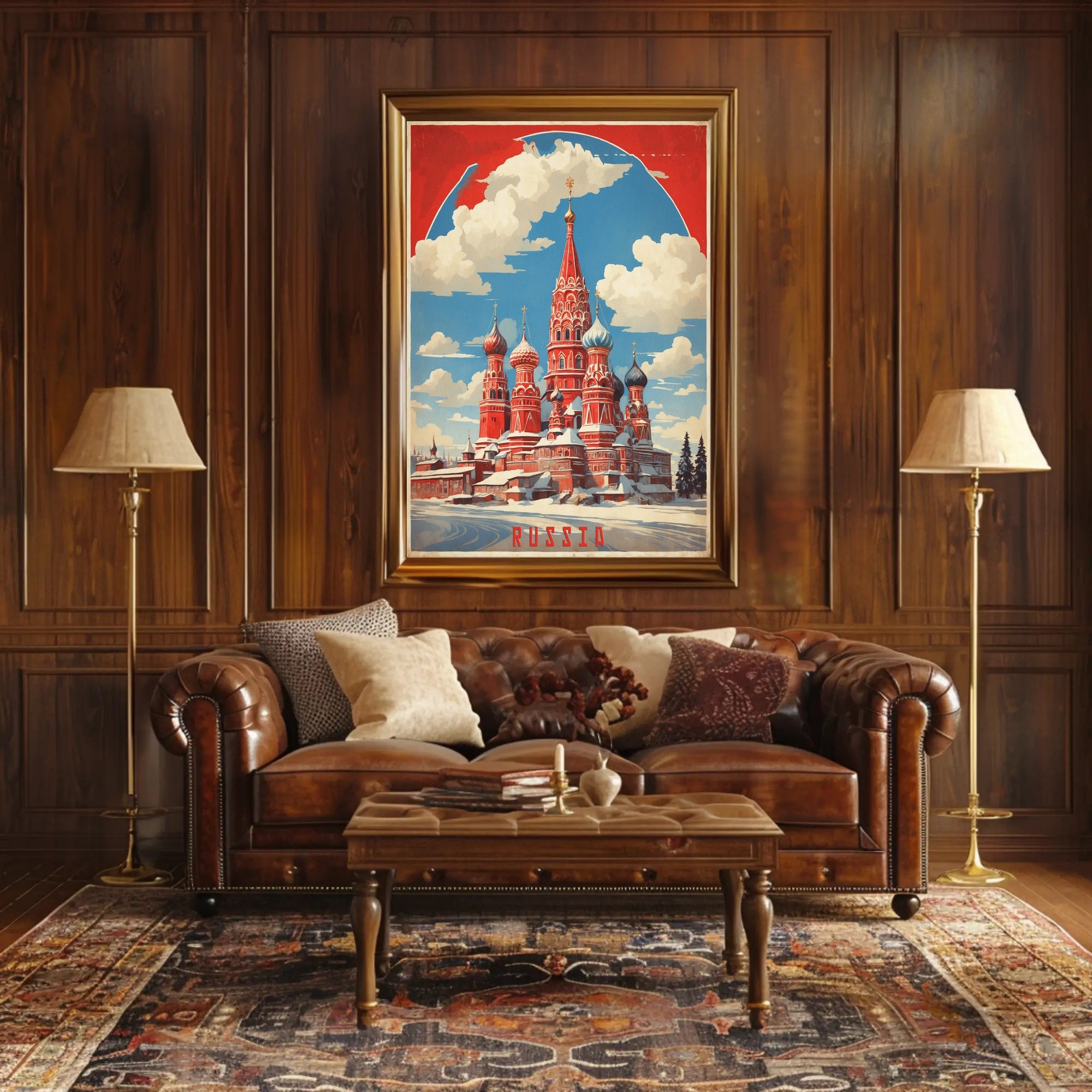 Saint Basil's Cathedral Retro Moscow Poster PosterGoat