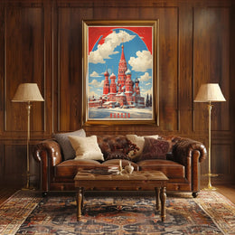 Saint Basil's Cathedral Retro Moscow Poster PosterGoat