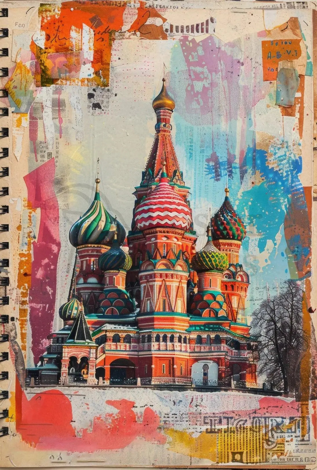 Saint Basil's Cathedral Vibrant Collage Cultural or Heritage Poster PosterGoat