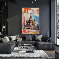 Saint Basil's Cathedral Vibrant Collage Cultural or Heritage Poster PosterGoat