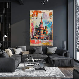 Saint Basil's Cathedral Vibrant Collage Cultural or Heritage Poster PosterGoat