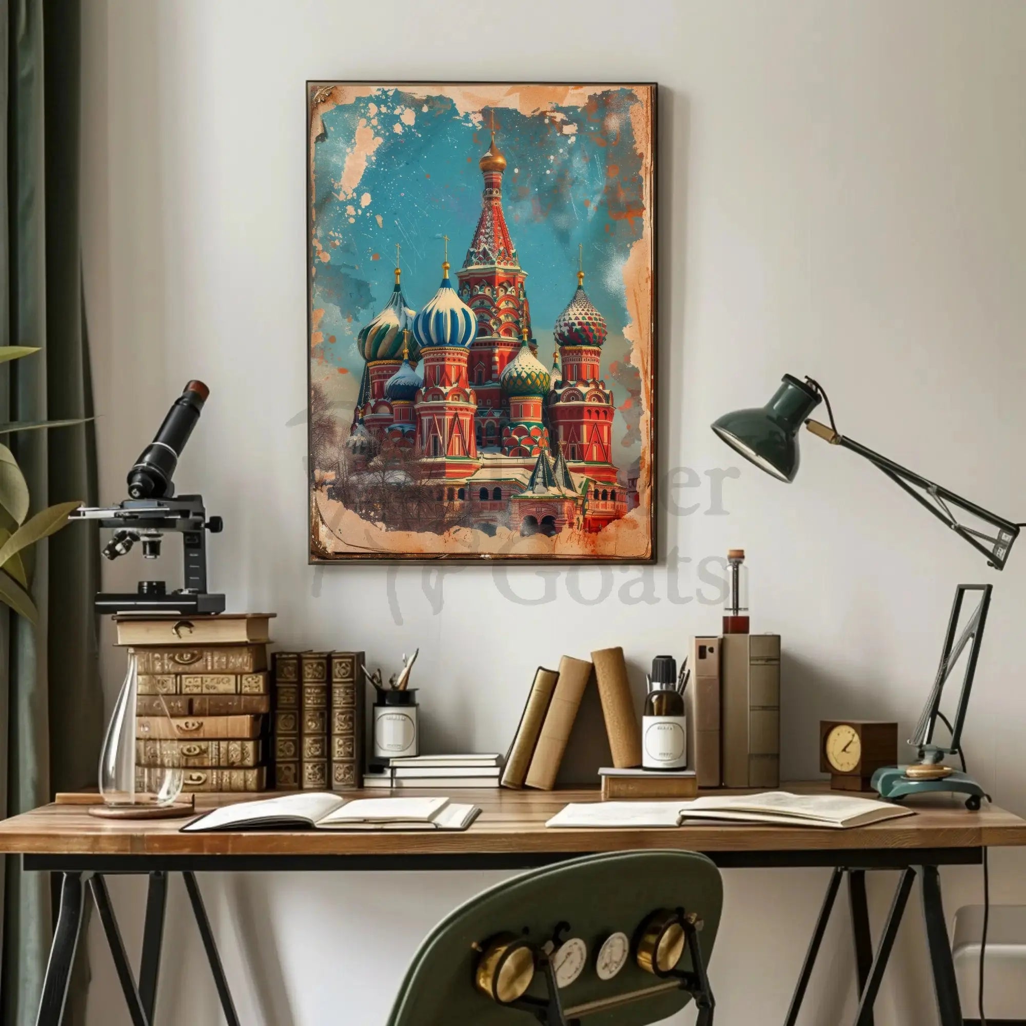 Saint Basil's Cathedral Vintage Poster PosterGoat