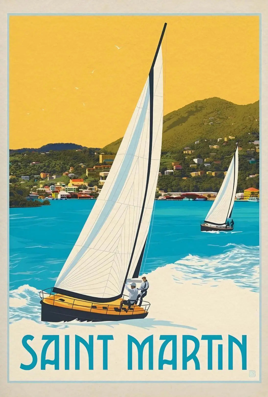 Saint Martin Caribbean Nautical Adventure Travel Poster PosterGoat