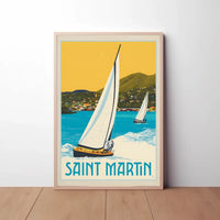 Saint Martin Caribbean Nautical Adventure Travel Poster PosterGoat