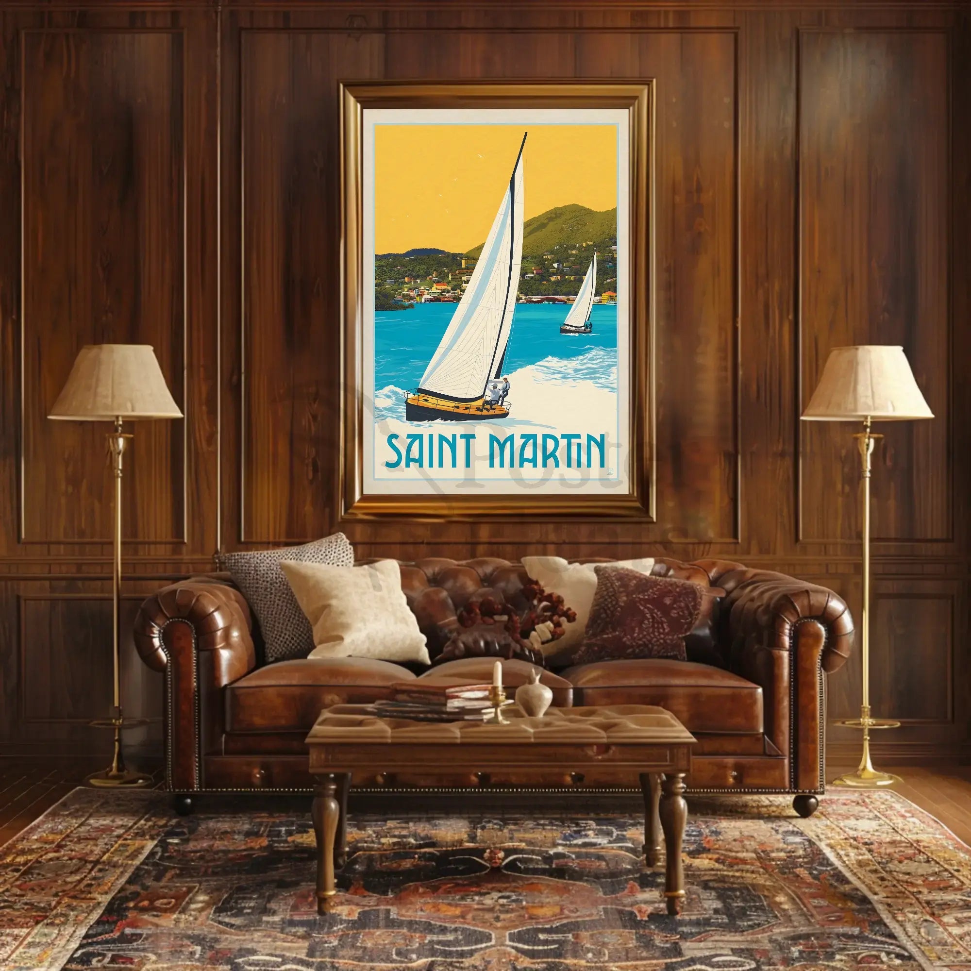 Saint Martin Caribbean Nautical Adventure Travel Poster PosterGoat