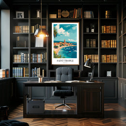 Saint-Tropez Seaside Village Travel Poster PosterGoat