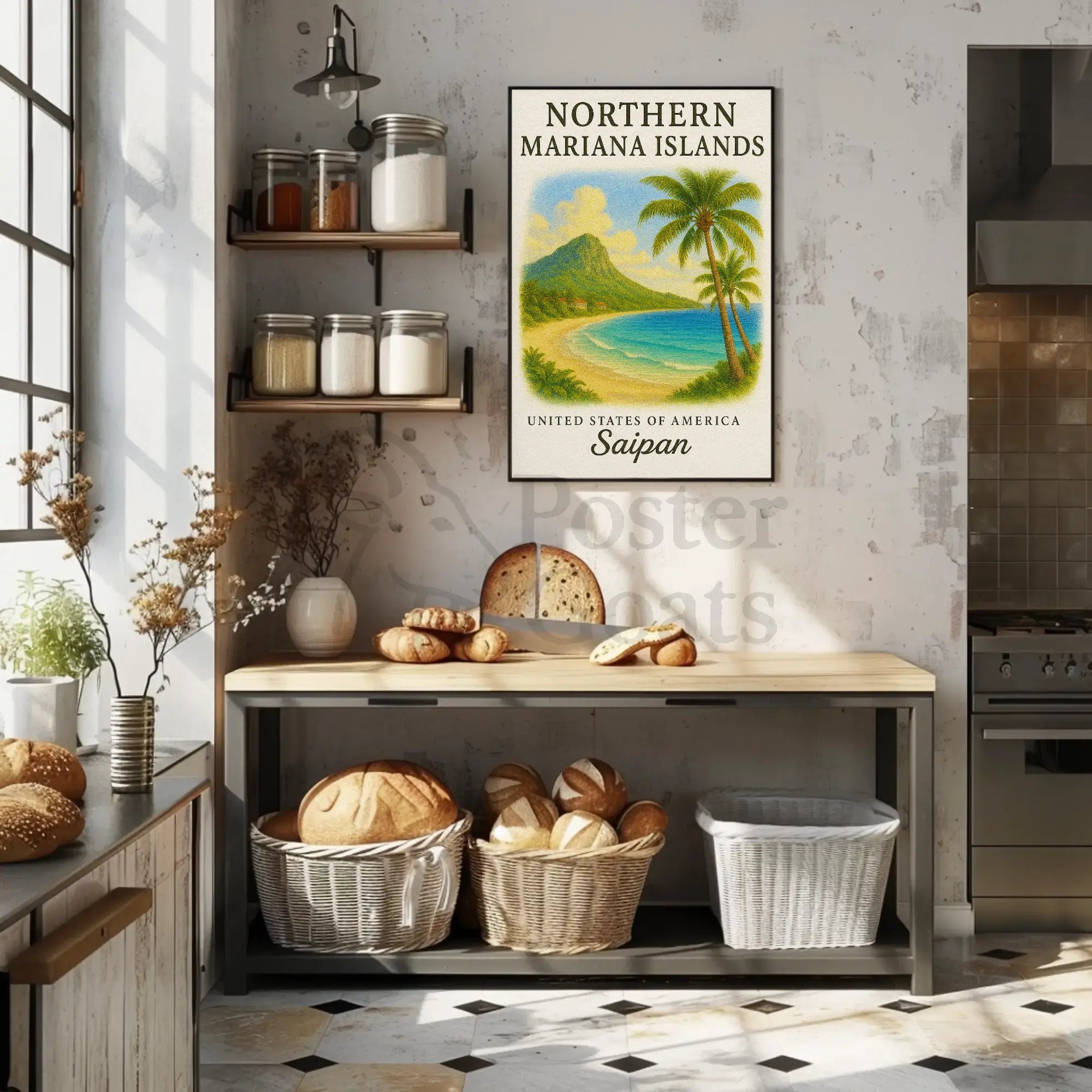 Saipan’s Nostalgic Tropical Beauty Travel Poster PosterGoat