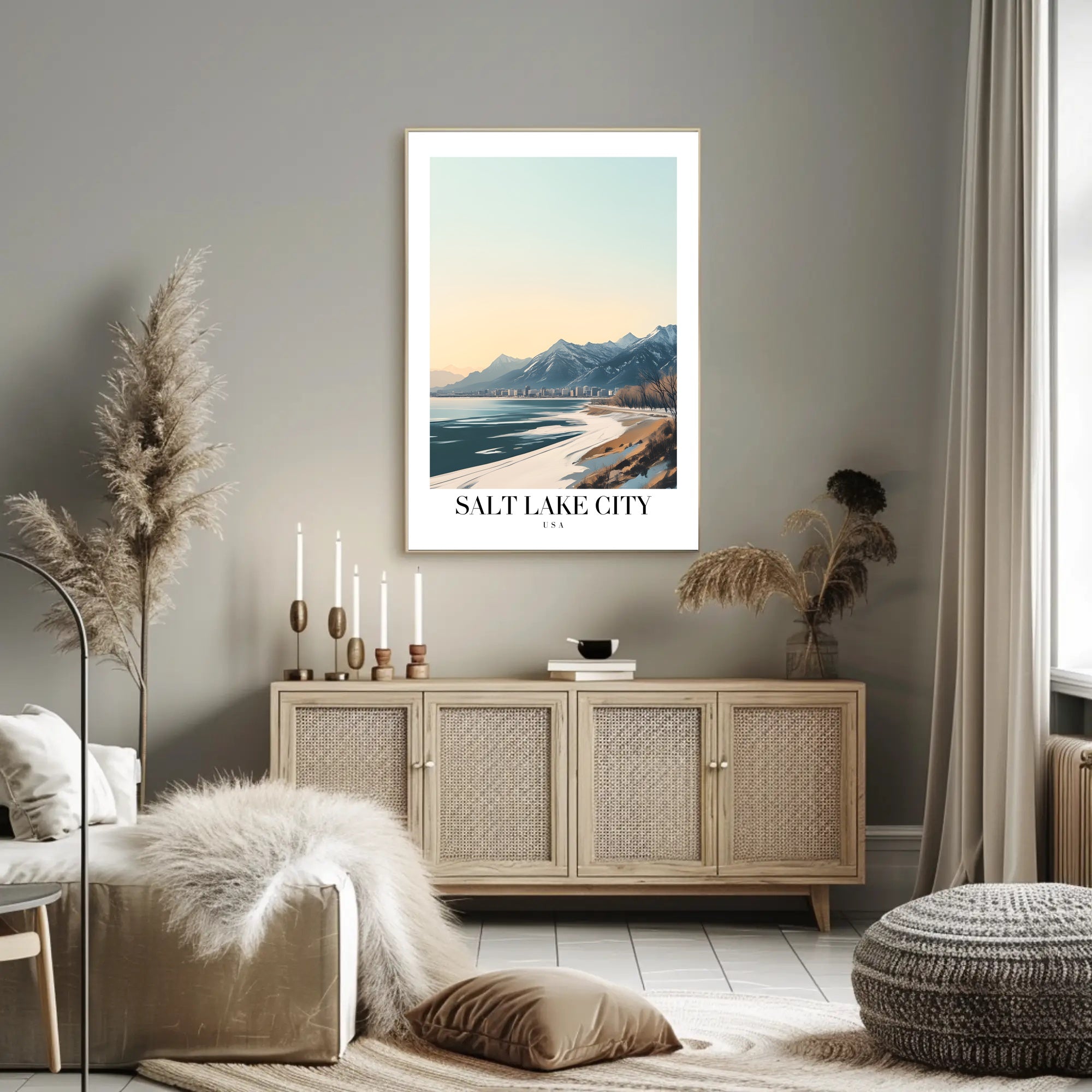 Salt Lake City Winter Travel Poster PosterGoat