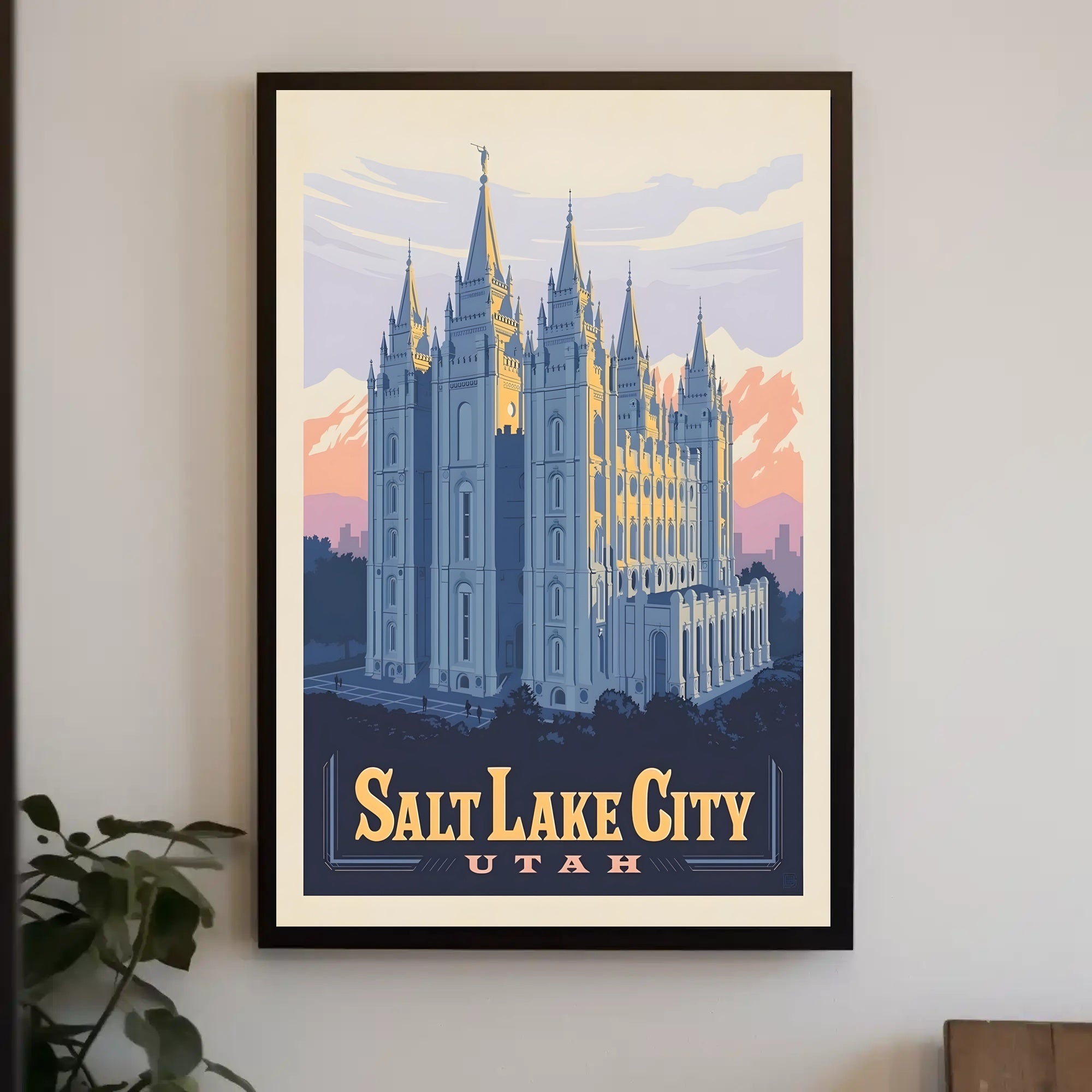 Salt Lake Temple Retro Travel Poster PosterGoat