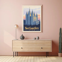 Salt Lake Temple Retro Travel Poster PosterGoat