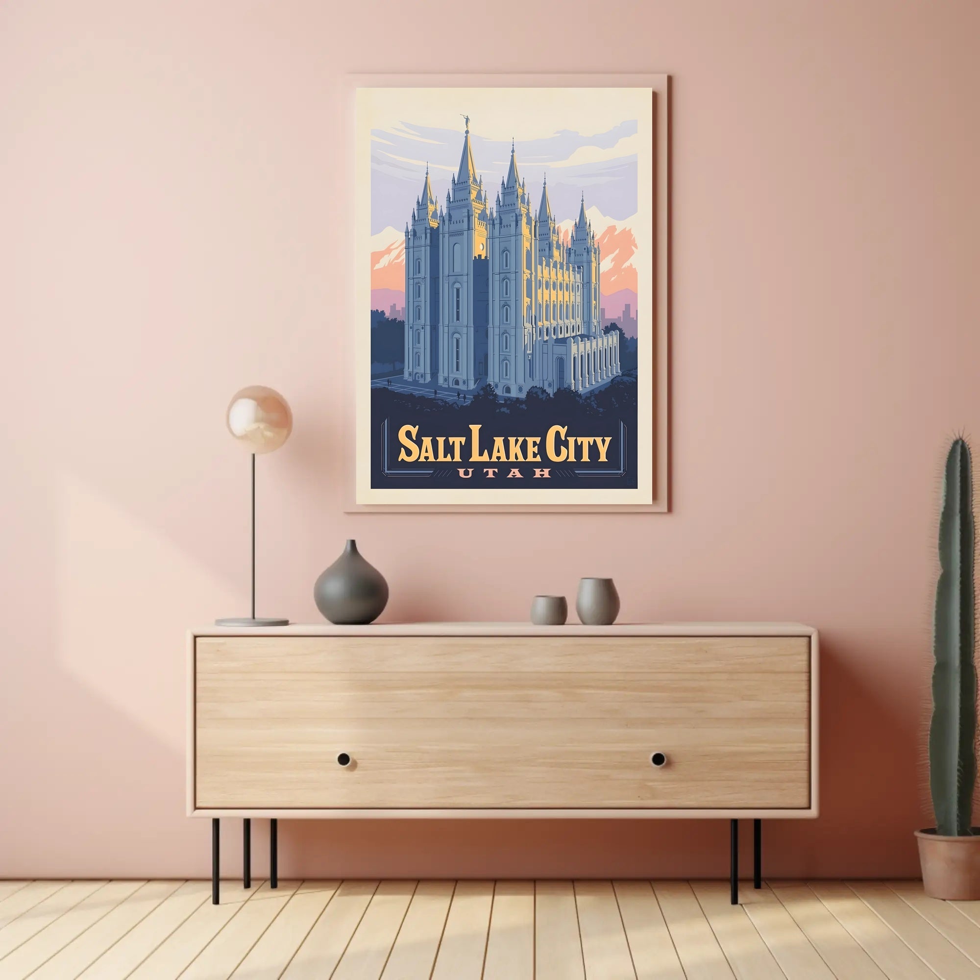 Salt Lake Temple Retro Travel Poster PosterGoat