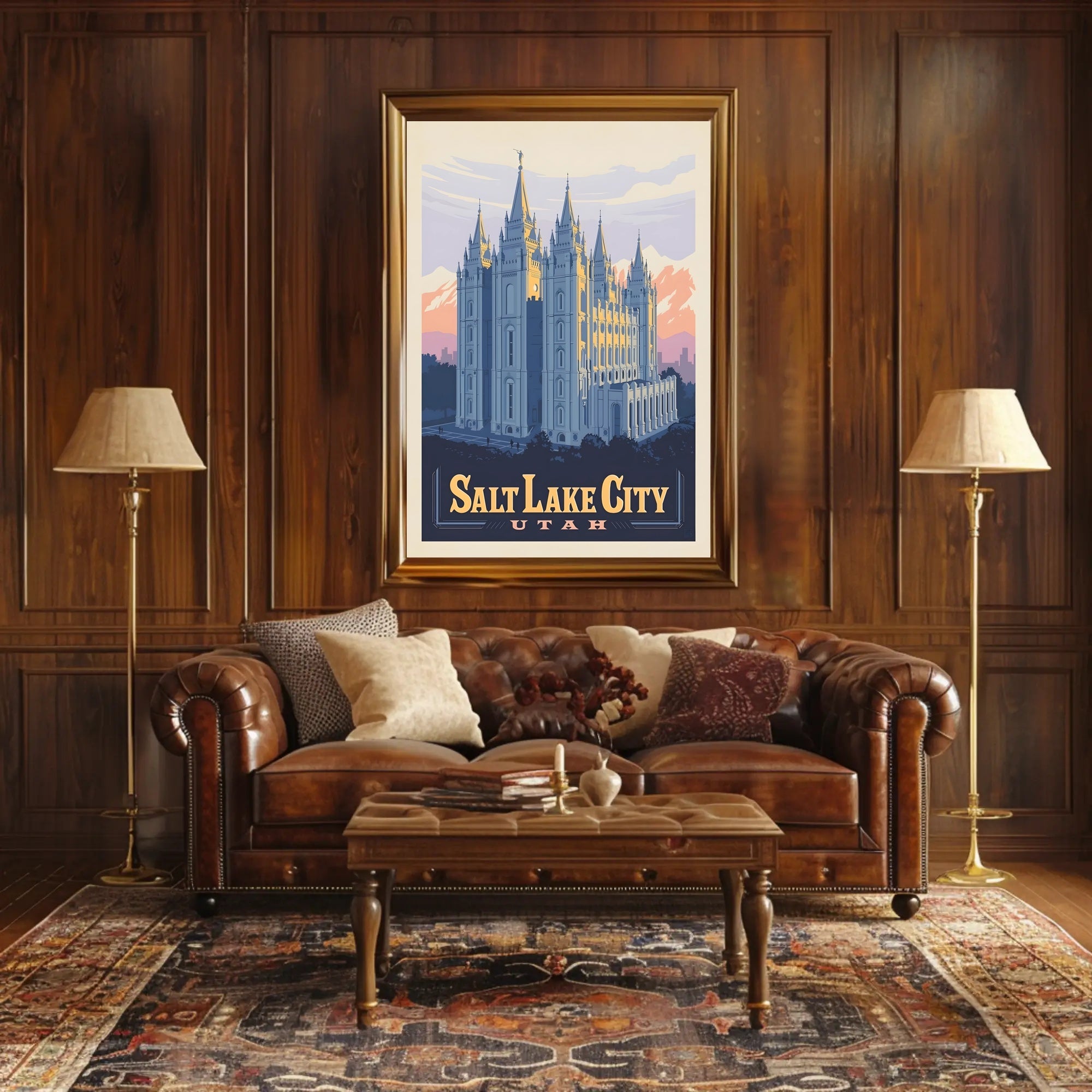 Salt Lake Temple Retro Travel Poster PosterGoat