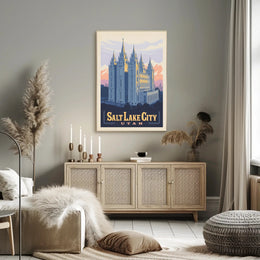 Salt Lake Temple Retro Travel Poster PosterGoat
