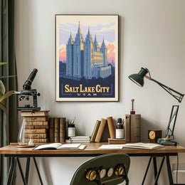 Salt Lake Temple Retro Travel Poster PosterGoat