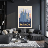 Salt Lake Temple Retro Travel Poster PosterGoat