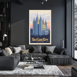 Salt Lake Temple Retro Travel Poster PosterGoat