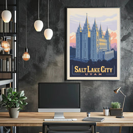 Salt Lake Temple Retro Travel Poster PosterGoat