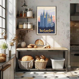 Salt Lake Temple Retro Travel Poster PosterGoat
