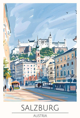 Salzburg Fortress Scenic Travel Art Poster PosterGoat