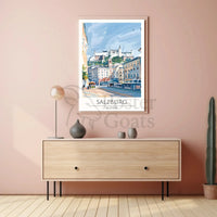 Salzburg Fortress Scenic Travel Art Poster PosterGoat