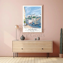 Salzburg Fortress Scenic Travel Art Poster PosterGoat