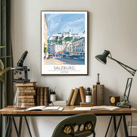 Salzburg Fortress Scenic Travel Art Poster PosterGoat