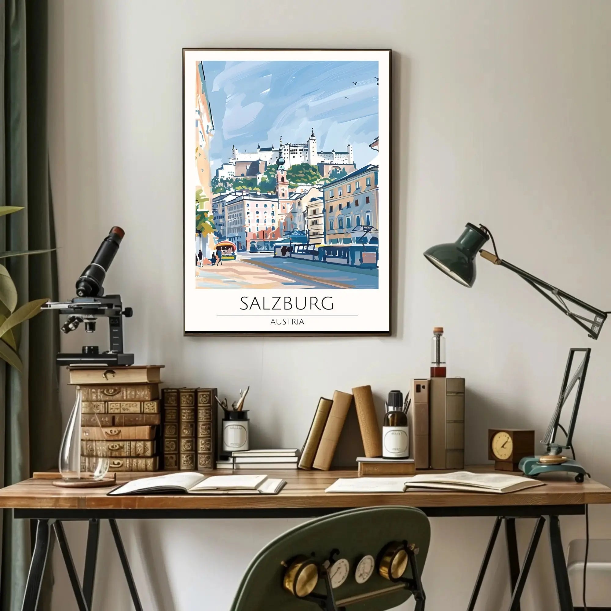 Salzburg Fortress Scenic Travel Art Poster PosterGoat
