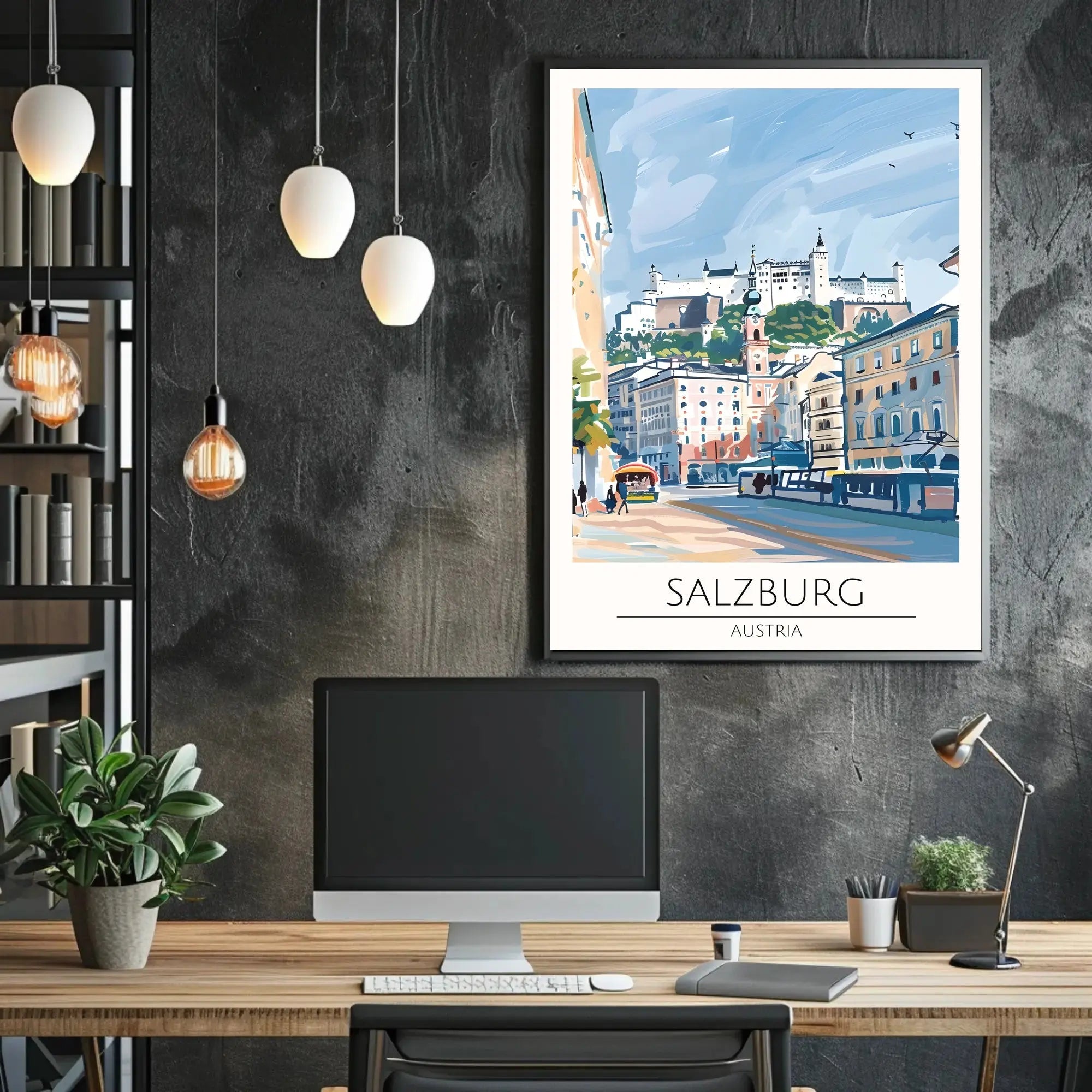 Salzburg Fortress Scenic Travel Art Poster PosterGoat