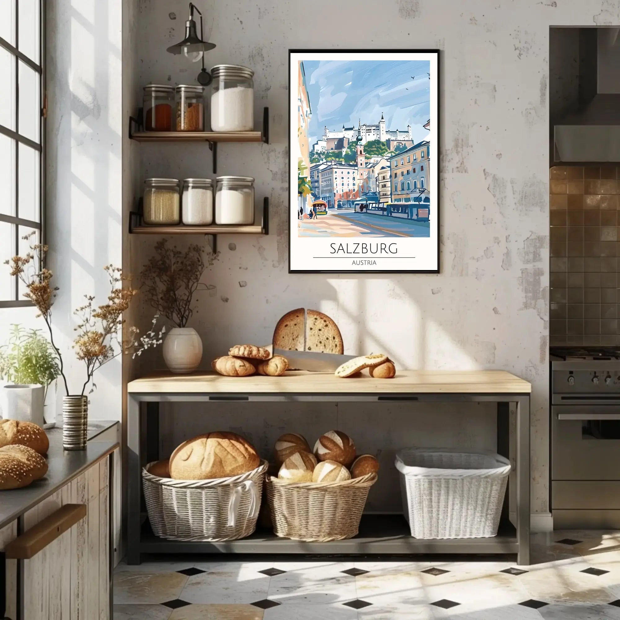 Salzburg Fortress Scenic Travel Art Poster PosterGoat
