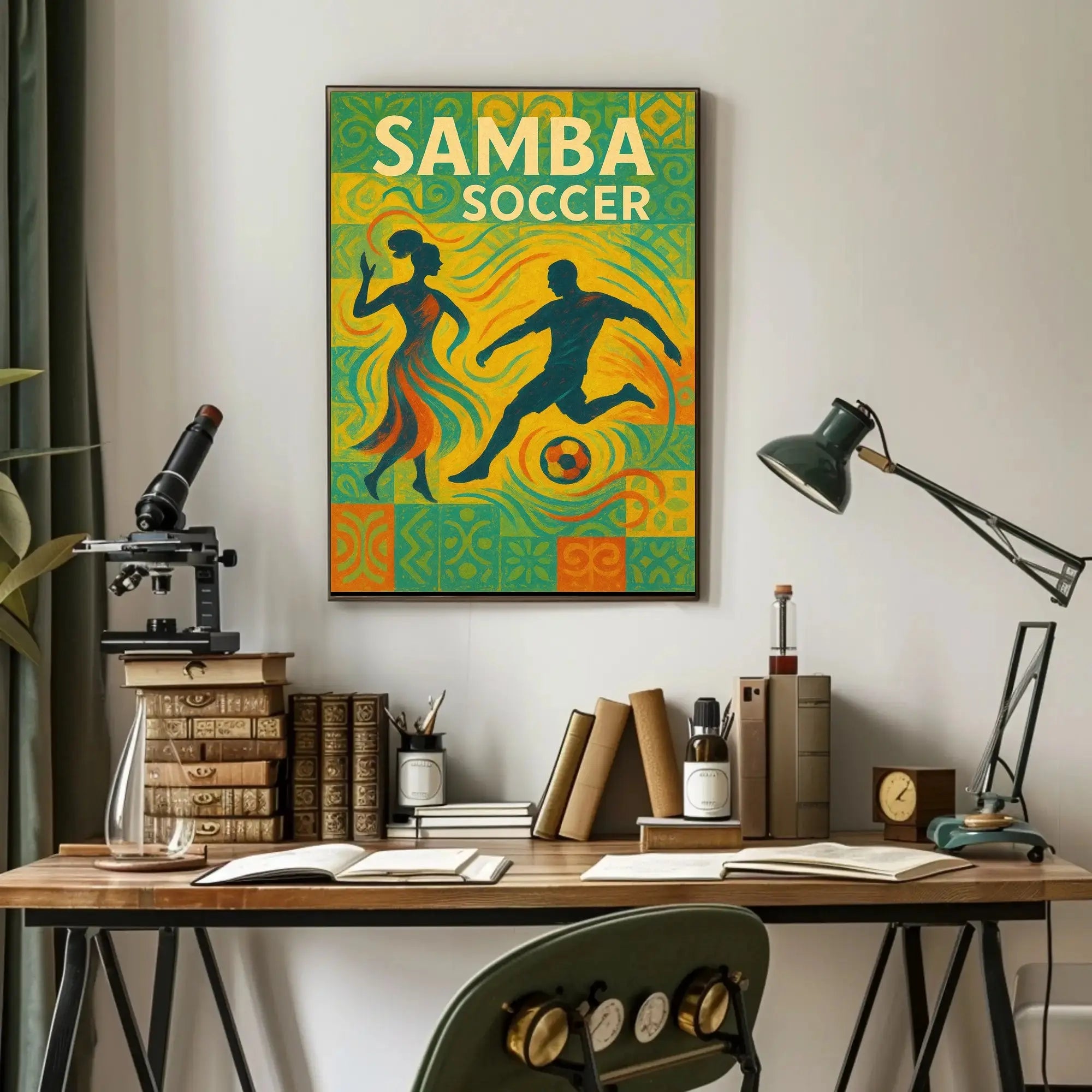 Samba and Soccer Brazilian Culture Celebration Sports Poster PosterGoat