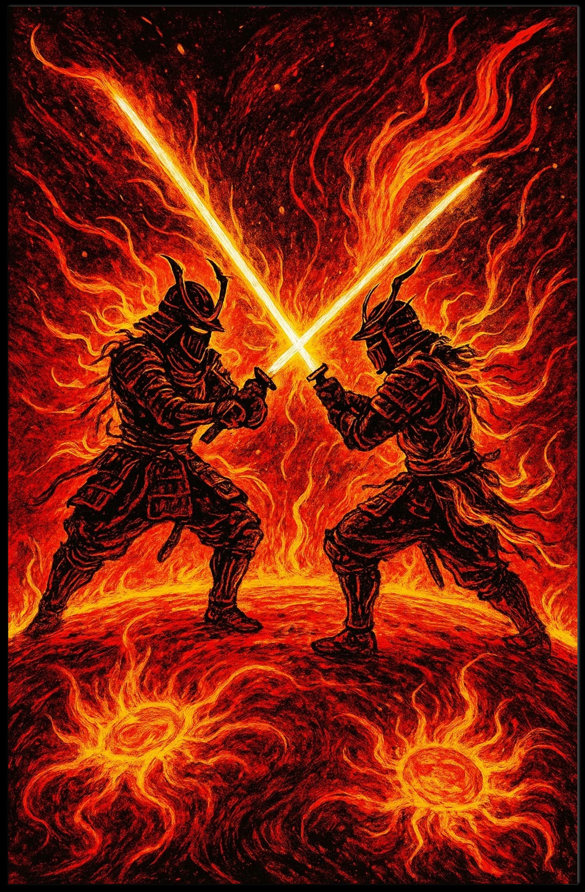Samurai Duel Sci-Fi Futuristic Sci-Fi Poster PosterGoat