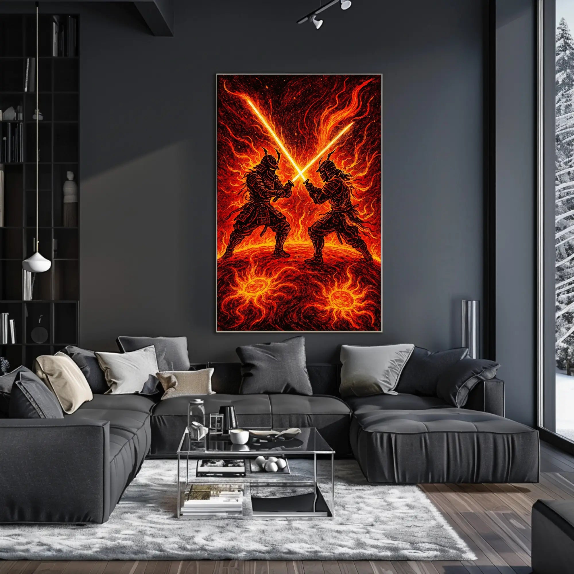 Samurai Duel Sci-Fi Futuristic Sci-Fi Poster PosterGoat