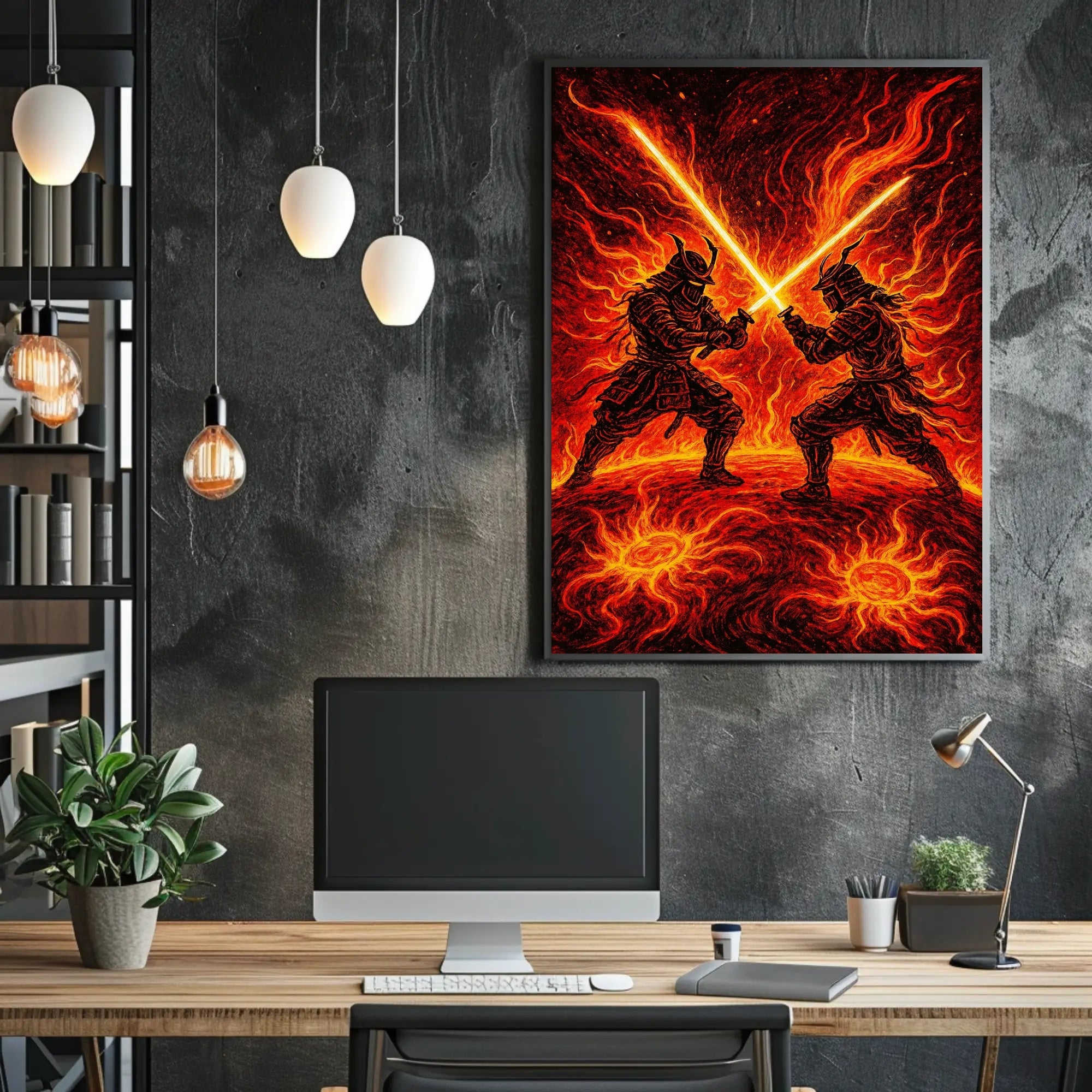Samurai Duel Sci-Fi Futuristic Sci-Fi Poster PosterGoat