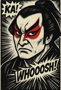 Samurai Kabuki Intensity Comic Art Cultural Heritage Poster PosterGoat
