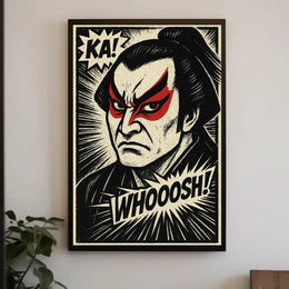 Samurai Kabuki Intensity Comic Art Cultural Heritage Poster PosterGoat