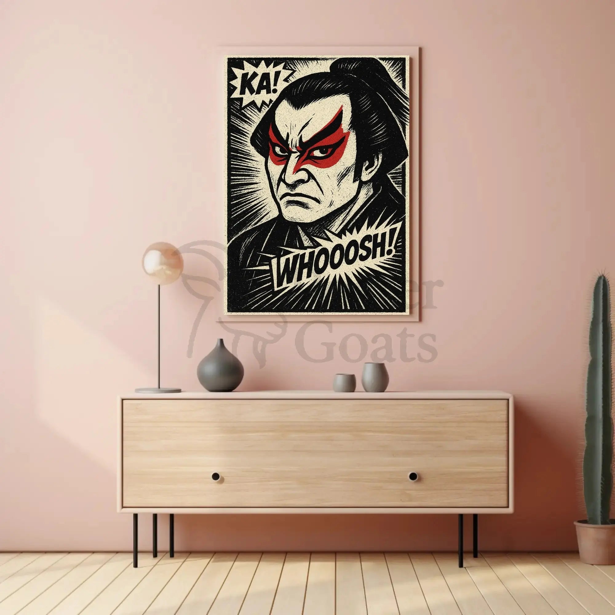 Samurai Kabuki Intensity Comic Art Cultural Heritage Poster PosterGoat