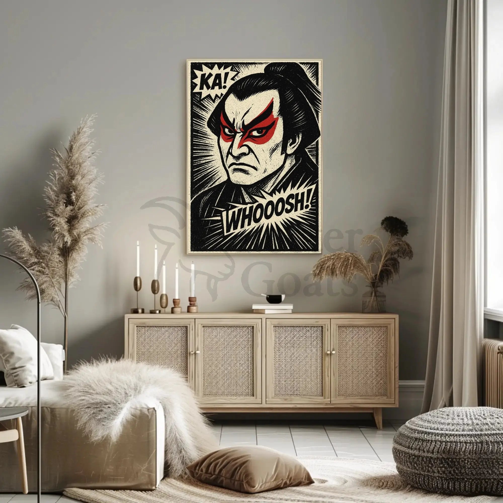 Samurai Kabuki Intensity Comic Art Cultural Heritage Poster PosterGoat