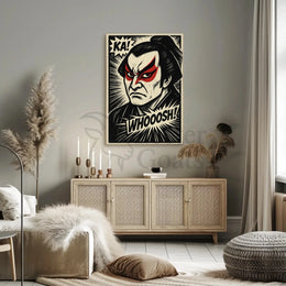 Samurai Kabuki Intensity Comic Art Cultural Heritage Poster PosterGoat