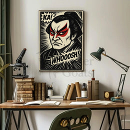 Samurai Kabuki Intensity Comic Art Cultural Heritage Poster PosterGoat