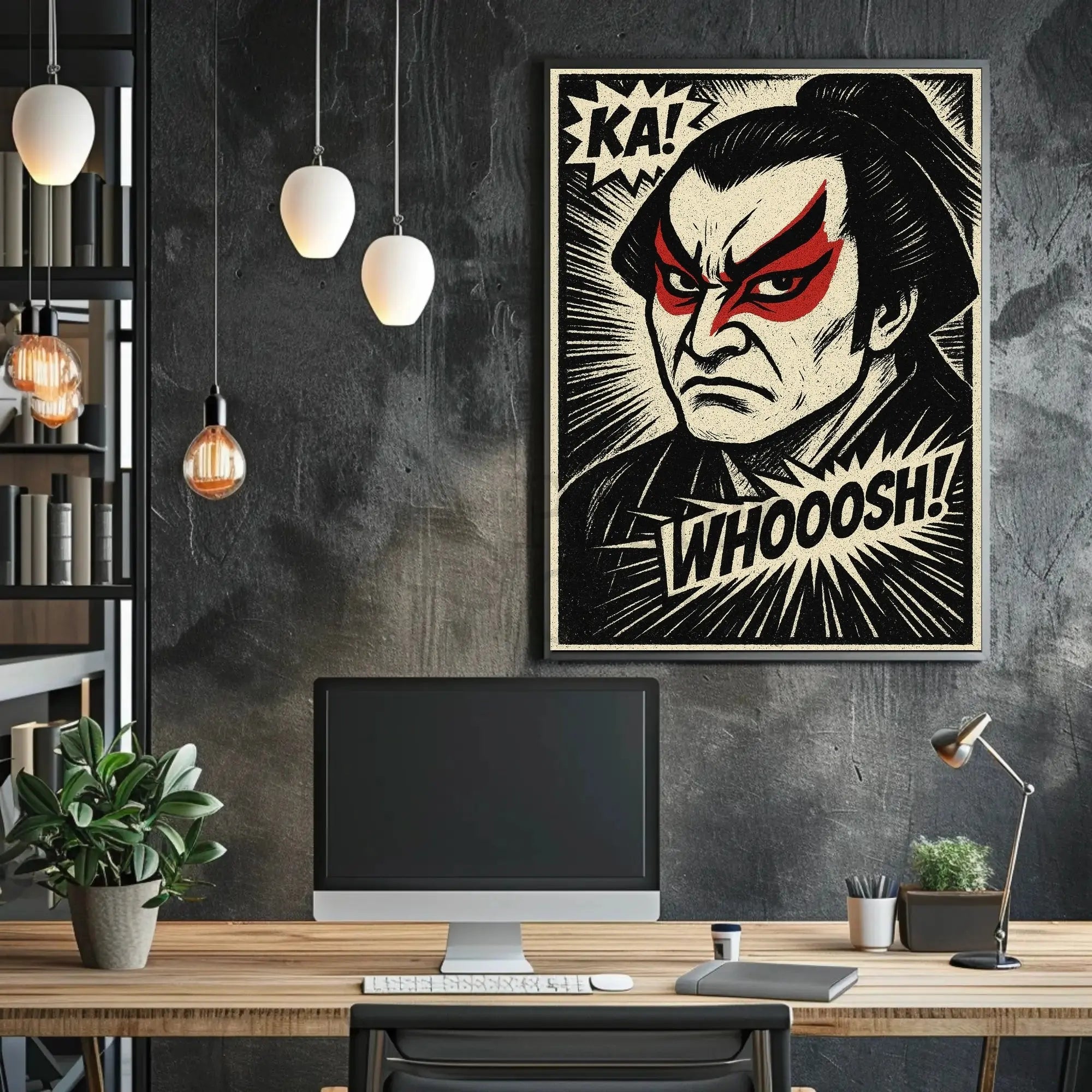 Samurai Kabuki Intensity Comic Art Cultural Heritage Poster PosterGoat
