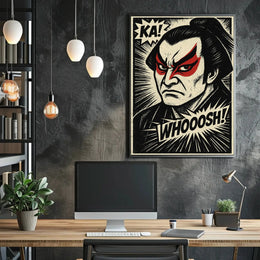 Samurai Kabuki Intensity Comic Art Cultural Heritage Poster PosterGoat