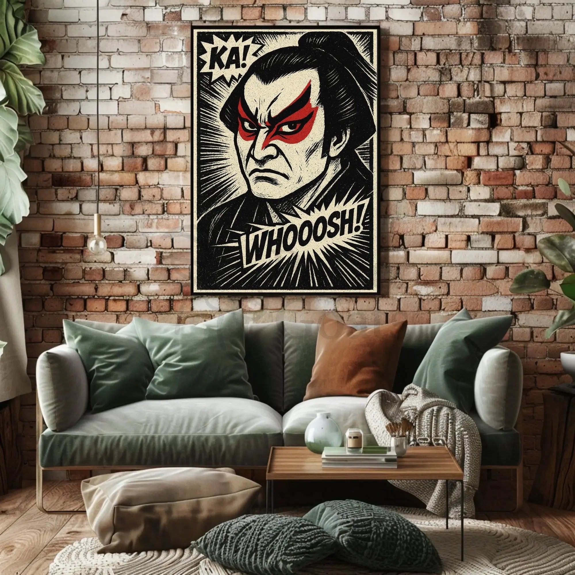 Samurai Kabuki Intensity Comic Art Cultural Heritage Poster PosterGoat