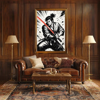 Samurai with Red Sword Futuristic Sci-Fi Poster PosterGoat